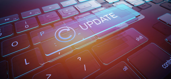 Update Button on Computer Glass Keyboard